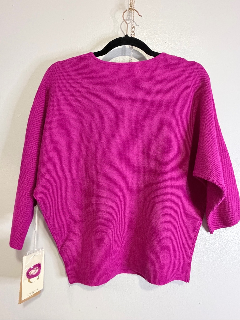 Cyrus V-Neck Women's Sweater in Raspberry - Picture 2 of 3